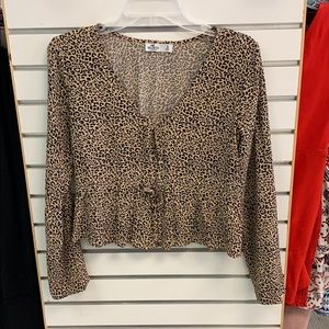 Hollister cheetah print peplum top
